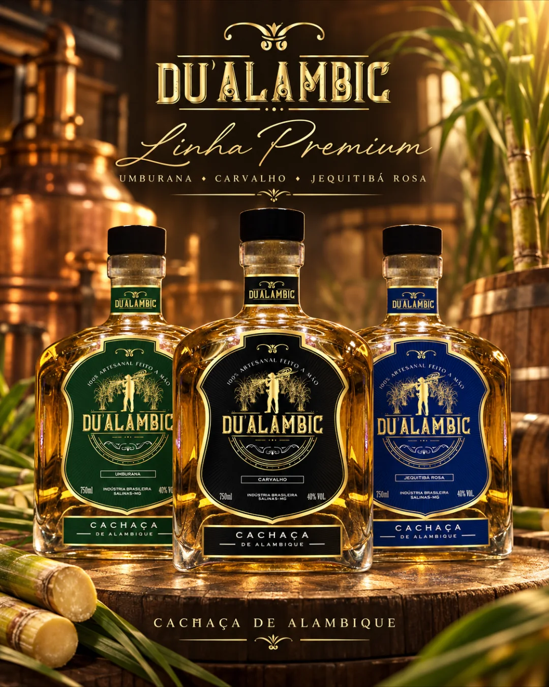 Linha DU'ALAMBIC com Umburana, Carvalho e Jequitibá Rosa